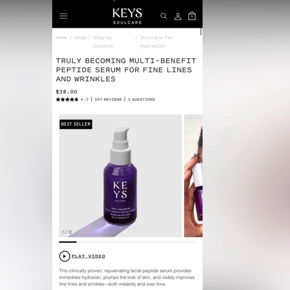 KEYS Soulcare Truly Becoming Multi-Benefit Peptide Serum - Gray Gradient - Picture 2 of 2